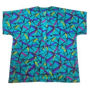 Vtg 80s kimono top colorful